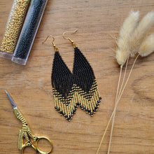 Load image into Gallery viewer, Black and Gold Beaded Earrings

