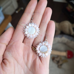 White Shell Earrings - MOP Pink