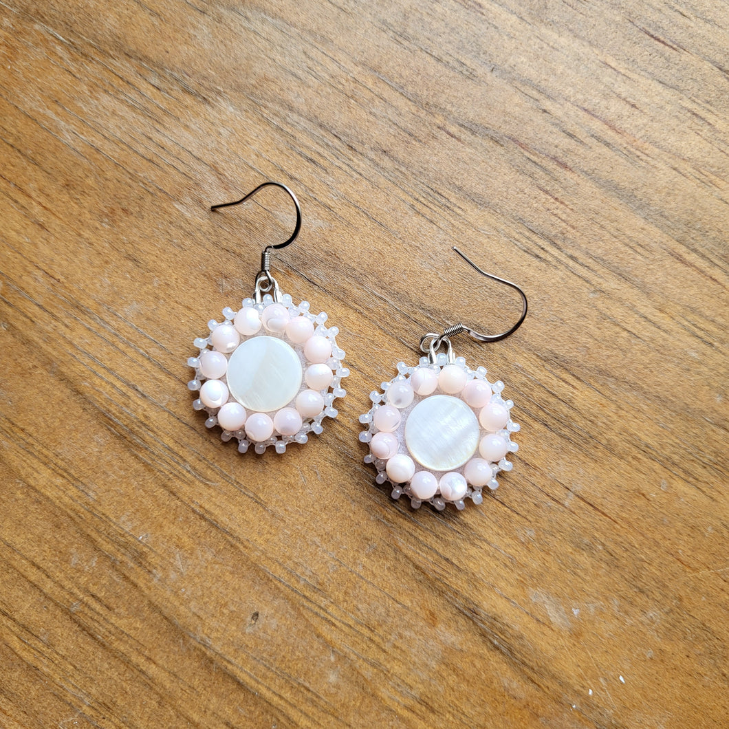 White Shell Earrings - MOP Pink