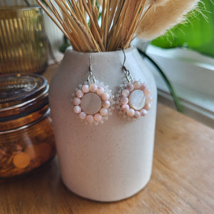 White Shell Earrings - MOP Pink