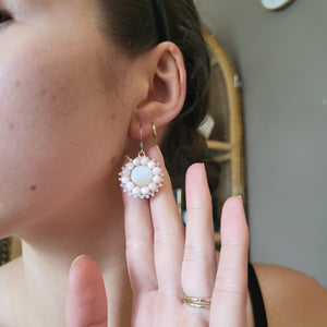 White Shell Earrings - MOP Pink