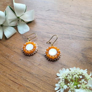 White Shell Earrings - orange