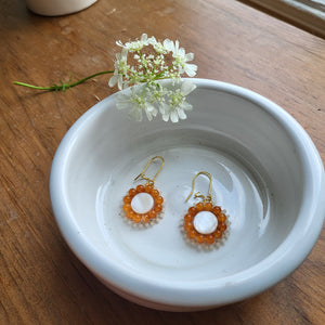 White Shell Earrings - orange