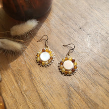 Load image into Gallery viewer, White Shell Earrings - Amber Yellow Agate
