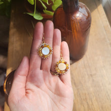 Load image into Gallery viewer, White Shell Earrings - Amber Yellow Agate
