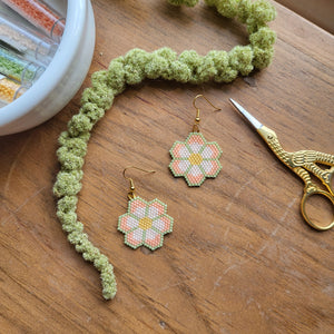 Beaded Flower Earrings - Pastel