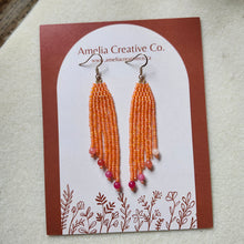 Load image into Gallery viewer, Bright orange and pink fringe earrings
