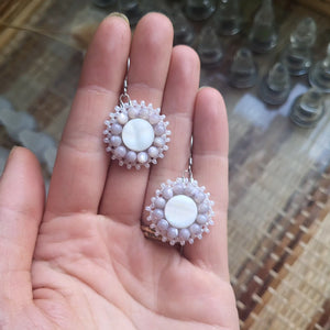 White Shell Earrings - MOP Grey