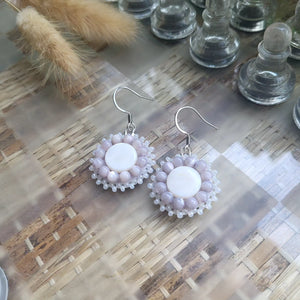 White Shell Earrings - MOP Grey