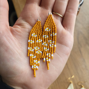 Floral Earrings - Pumpkin Orange