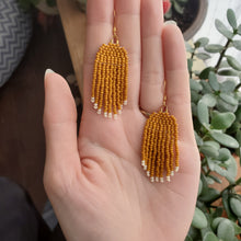 Load image into Gallery viewer, Small Beaded Fringe Earrings - Hawthorne and Cream
