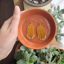 Load image into Gallery viewer, Small Beaded Fringe Earrings - Hawthorne and Cream
