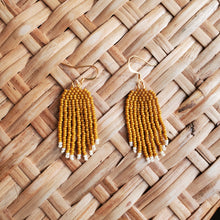 Load image into Gallery viewer, Small Beaded Fringe Earrings - Hawthorne and Cream
