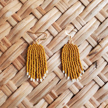 Load image into Gallery viewer, Small Beaded Fringe Earrings - Hawthorne and Cream
