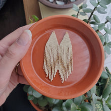 Load image into Gallery viewer, Dark Cream and Gold Beaded Fringe Earrings
