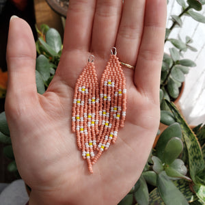 Floral Earrings - Salmon Pink