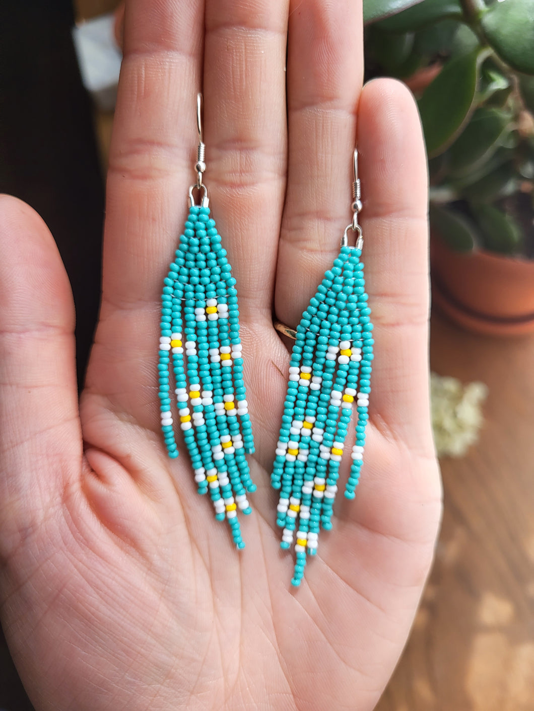 Floral Earrings - Teal