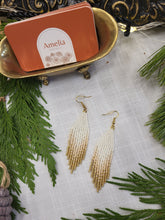 Load image into Gallery viewer, Gold and Cream Beaded Earrings
