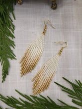 Load image into Gallery viewer, Gold and Cream Beaded Earrings
