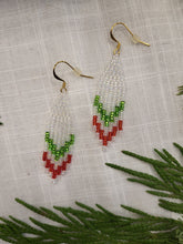 Load image into Gallery viewer, Red, White, and Green Holiday Earrings
