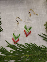 Load image into Gallery viewer, Red, White, and Green Holiday Earrings
