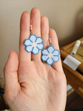 Load image into Gallery viewer, Beaded Flower Earrings - Blue
