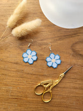 Load image into Gallery viewer, Beaded Flower Earrings - Blue
