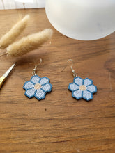 Load image into Gallery viewer, Beaded Flower Earrings - Blue
