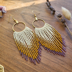 Fringe Hoop Earrings - Cream/Gold