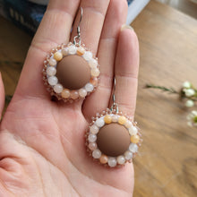 Load image into Gallery viewer, Brown Flat Stitch Beaded Earrings
