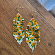 Load image into Gallery viewer, Orange Floral Beaded Earrings
