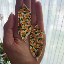 Load image into Gallery viewer, Orange Floral Beaded Earrings
